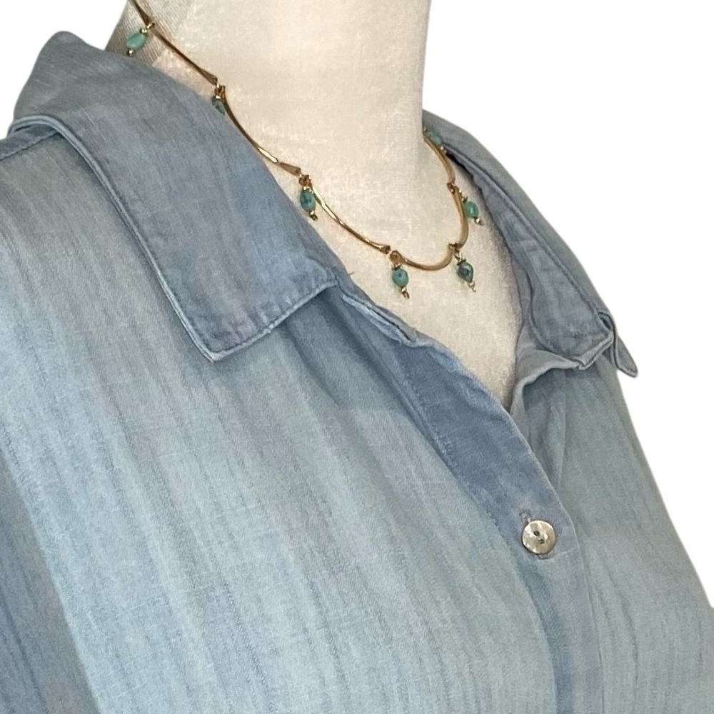 Soft Surroundings Button Down Tunic Denim Shirt - image 4